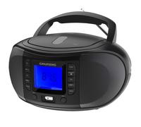 GRUNDIG GRB 3500 Radio Boombox portatile con Bluetooth, lettore CD integrato, porta USB 2.0, jack per cuffie da 3,5 mm, ricevitore FM con sintonizzazione frequenza PLL, 30 stazioni di memoria, nero