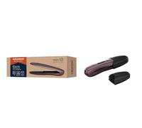 Grundig HS 6330 - Mini piastra da viaggio, 3 livelli di temperatura (160/180/200 °C), piastre piccole, rivestimento in ceramica, display LE, fino a 32 minuti, spegnimento di sicurezza, colore: Viola