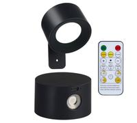 Grundig Lampada da parete ricaricabile a LED - Lampada wireless USB C dimmerabile - Lampada da parete LED con telecomando, 9 x 8 x 4,5 cm, colore: Nero
