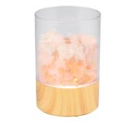 Grundig Lampada da tavolo con pietre di sale - Luce LED bianca calda - Design interno effetto legno - Ø 9 x 14 cm - Funziona a batterie - Batterie non incluse