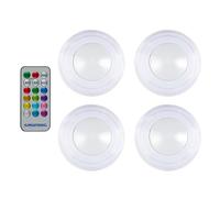 Grundig Lampada LED senza fili - Lampada da comodino con telecomando - Lampada da tavolo autoadesiva, luce notturna multicolore - Funziona a batterie - Set di 4 luci LED