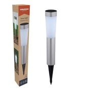 Grundig Lampada solare da esterno con 2 LED bianco freddo - Illuminazione esterna solare IP44 - Lampada solare da giardino con picchetto - acciaio inossidabile