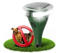 GRUNDIG Perfetta difesa ad ultrasuoni contro cani e gatti in giardino - 360 gradi Spaventa gatti con sensore di movimento con 8 luci flash, 2 bande di frequenza, solare, batteria, IP44 impermeabile