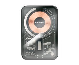 Grundig Powerbank Wireless Transparent 5000mAh - Batteria Esterna USB-C Input e Output - Ricarica Wireless - Compatibile con MagSafe per iPhone 12 e superiori - Compatta - Cavo Type-C Incluso