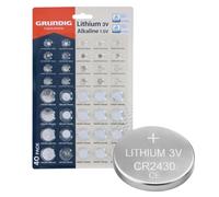 Grundig Set Batterie a Bottone 40 Pezzi - Litio 3V e Alcaline 1,5V - Batterie CR2032 AG13 e CR2025 - Certificazione TÜV - Blister