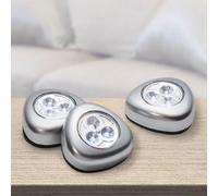 Grundig Spot LED 5 pezzi - Illuminazione armadio - Lampada Touch - Funzionamento a batteria - Autoadesivo - Plastica - Argento