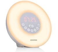 GRUNDIG Sveglia luminosa con radio FM, sveglia diurna con 10 suoni naturali, sveglia con LED che cambia colore e simulazione di zona, funzione sleep e timer, bianco
