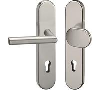 GRUNDMANN 117501 Argento 2552 - Set di ricambio obliquo su targa lunga PZ 88, maniglia e pomello della porta ÖNORM, alluminio anodizzato
