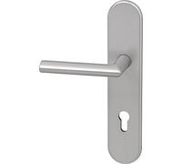 GRUNDMANN 118386 Argento 7552 Johannes su targa lunga PZ 88, Maniglia e Pomello Porta Blindata, Maniglie Porte ÖNORM, Alluminio Anodizzato