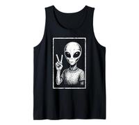 Grunge Alien Peace Sign Divertente Extraterrestre Meme Canotta