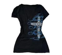 Grunge Camicie 2000 Abbigliamento Donna Vintage Graphic Tees Y2k Manica Corta Goth Top Adolescenti Emo Vestiti Streetwear, nero, bianco, blu., M