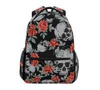 Grunge Human Skulls and Vintage Roses - Zaino da viaggio per computer portatile, resistente all'acqua, ideale per la scuola, per uomini e donne, adatto per notebook fino a 14 pollici