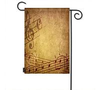 Grunge Melody Welcome Garden Flag,Vecchio spartito musicale con note musicali Bandiere da giardino della fattoria 12x18 pollici Bandiera da cortile Banner Portico Bandiere per patio Prato Villa Parc