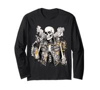 Grunge Rock Scheletro Graffiti Artista Vintage Punk Maglia a Manica