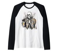 Grunge Rock Scheletro Graffiti Artista Vintage Punk Maglia con Maniche Raglan