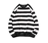 Grunge Sweater Stripes - Hip Hop Felpa con cappuccio per adolescenti, a maniche lunghe, oversize, senza cappuccio, a maniche lunghe, Y2k Egirl, maglietta a righe, bianco, XXL