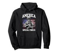 Grunge US Flag Army Skeleton Military Special Forces Felpa con Cappuccio