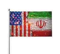 Grunge Us Vs Iran Icon Pattern Isolated On Broken Cracked Wal Flag Robuste Bandiere Colore Vivido Bandiera Per Cortile Balcone Interno Giardino 90X150Cm