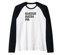 Grunge Vintage Intolleranza Tema Umorismo Il glutine Mi Odia Maglia con Maniche Raglan
