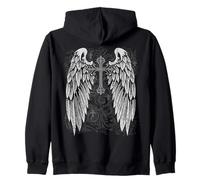 Grunge Wings Angel On Back Cross y2k 2000s Goth Emo Harajuku Felpa con Cappuccio