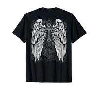 Grunge Wings Angel On Back Cross y2k 2000s Goth Emo Harajuku Maglietta