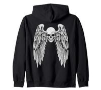 Grunge Wings Angel On Back Skull y2k 2000s Goth Emo Harajuku Felpa con Cappuccio