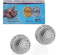 GRUNIL Sfere magnetiche, palla massaggiante per le mani, palla da massaggio appuntita, palla argentata per agopuntura per adulti e bambini, palline da spremere per esercitare le mani, per alleviare la