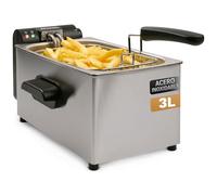 Grunkel Friggitrice ad olio FRYPRO-3SS con 2000 W e vasca in acciaio inox con tecnologia a zona fredda, 3 litri di capacità e con controllo della temperatura fino a 190°C