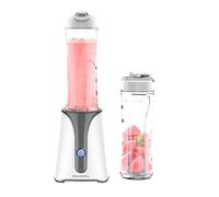 Grunkel Frullatore da 350 W, mini frullatore smoothie con caraffa in plastica da 750 ml, include 2 bottiglie portatile da 750 ml, 4 lame rimovibili, finitura in acciaio inossidabile.