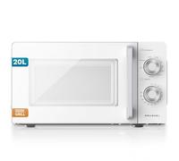 Grunkel Microonde con grill da 20 litri, 700 W + 900 W Grill 5-6 livelli di potenza, 3 modalità combinate, timer 30 min apertura con maniglia e vassoio Ø245 mm