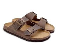 GRUNLAND BOBO CB1631 Terra Marrone Ciabatte Uomo Fasce Fibbia Pelle BIRK 46