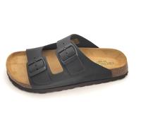 Grunland CB1631 ciabatta pelle nera doppia fibbia fondo fussbet C