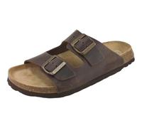 GRUNLAND CB1631 CIABATTA UOMO IN PELLE INGRASSATA, REGOLABILE CON 2 FIBBIE (MOGANO, numeric_44)