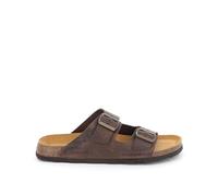 GRUNLAND CB1631 CIABATTA UOMO IN PELLE INGRASSATA, REGOLABILE CON 2 FIBBIE (MOGANO, numeric_44)