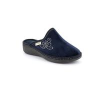 GRUNLAND CI2533 ALDE CIABATTA DONNA INVERNALE PANNO ZEPPETTA COL NAVY CON STRASS MADE IN ITALY NAVY 40