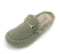 Grunland CI2995 pantofola tessuto pelo verde menta accessorio metal fondo gomma