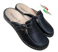 GRUNLAND ciabatte comfort chiuse pantofole DONNA comode in pelle regolabile plantare estraibile regolabile fibbia Made in italy (nero, Sistema Taglie Calzature EU, Adulto, Donna, Numero, Media, 39)