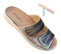 GRUNLAND ciabatte Comfort DONNA ECOSNAKE regolabili con strappi e plantare estraibile in pelle dry soft made in italy (titanio snake, Sistema Taglie Calzature EU, Adulto, Donna, Numero, Media, 37)