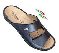 GRUNLAND ciabatte Comfort DONNA in pelle e inserto elasticizzato alluce valgo e due strappi - plantare estraibile (BLU elastic zone, Sistema Taglie Calzature EU, Adulto, Donna, Numero, Media, 38)