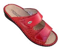 GRUNLAND ciabatte Comfort DONNA in pelle regolabili con strappo e plantare estraibile prodotte in Italia (rosso, Adulto, Donna, Numero, Media, 41)