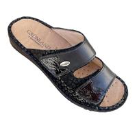 GRUNLAND ciabatte Comfort DONNA in pelle regolabili con strappo e plantare estraibile prodotte in Italia (nero, Sistema Taglie Calzature EU, Adulto, Donna, Numero, Media, 41)