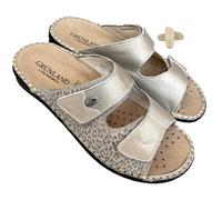 GRUNLAND ciabatte Comfort DONNA in pelle regolabili con strappo e plantare estraibile prodotte in Italia (platino, Sistema Taglie Calzature EU, Adulto, Donna, Numero, Media, 40)