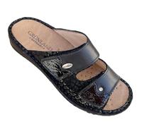 GRUNLAND ciabatte Comfort DONNA regolabili con strappi e plantare estraibile prodotte in italia modello 2025 con decoro (nero, Sistema Taglie Calzature EU, Adulto, Donna, Numero, Media, 41)