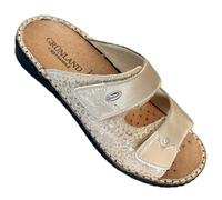 GRUNLAND ciabatte Comfort DONNA regolabili con strappi e plantare estraibile prodotte in italia modello 2025 con decoro (platino, Sistema Taglie Calzature EU, Adulto, Donna, Numero, Media, 41)
