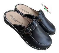 GRUNLAND ciabatte comfort pantofole comode decoro ELY DONNA pelle regolabile e plantare estraibile regolabile fibbia (nero e zircone, 39, Sistema Taglie Calzature EU, Adulto, Donna, Numero, Media, 39)