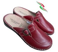 GRUNLAND ciabatte comfort pantofole comode DONNA in pelle regolabile con plantare estraibile regolabile con fibbia Made in italy (rubino, Sistema Taglie Calzature EU, Adulto, Donna, Numero, Media, 42)