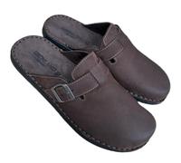 GRUNLAND ciabatte da camera sabot UOMO pantofole comode EBRON tutta in VERA pelle regolabile con sottopiede RE-SOFT (fango Taupe, Sistema Taglie Calzature EU, Adulto, Donna, Numero, Media, 43)