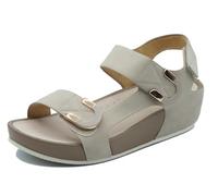 Grunland DIRA SA1996 Beige Sandali Confort per Donna in Ecopelle Beige Tripla Chiusura a Strappo (Taglia 39)