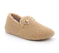 Grunland GLES PA1170 beige lana bouclè pantofola da casa tipo mocassino con accessorio oro (37)