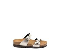 Grunland Hola CB2434 Platino Laminato Ciabatta Doppia Fascia con Fibbia Zeppa CM.4 (Numeric_37)